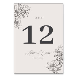 Elegant schlicht mit Line Art Blume & Border Tischnummer