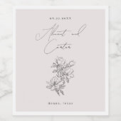 Elegant schlicht mit Line Art Blume & Border Weinetikett (Einzelnes Label)