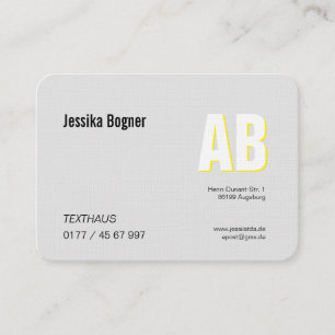 Elegant, schlicht, mit Monogramm und etwas gelb Visitenkarte
