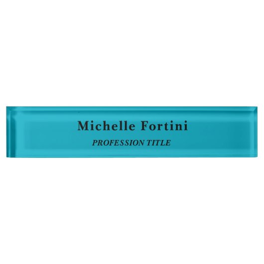 Elegant Schlicht Simple Minimalistisch Azure Blue Namensplakette (Vorderseite)
