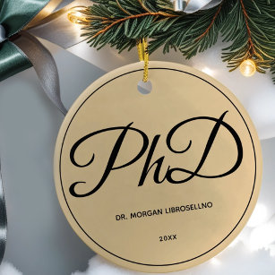 Elegant schlichter Goldene PhD-Abschluss Jahr Keramik Ornament