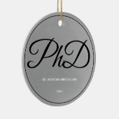 Elegant schlichter Silver PhD-Abschluss Jahr Keramik Ornament (Rechts)