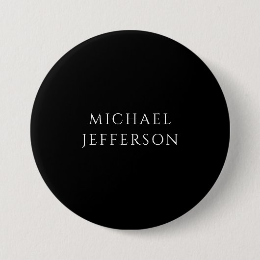 Elegant schlichtes Schwarz Weiß Personalisiert Maß Button (Vorderseite)
