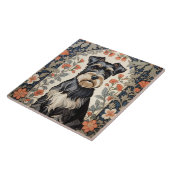 Elegant Schnauzer William Morris Inspired Floral Fliese (Seite)