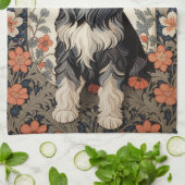 Elegant Schnauzer William Morris Inspired Floral Geschirrtuch (Gefaltet)