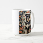 Elegant Schnauzer William Morris Inspired Floral Kaffeetasse (VorderseiteRechts)