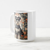 Elegant Schnauzer William Morris Inspired Floral Kaffeetasse (Vorderseite Links)