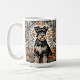 Elegant Schnauzer William Morris Inspired Floral Kaffeetasse