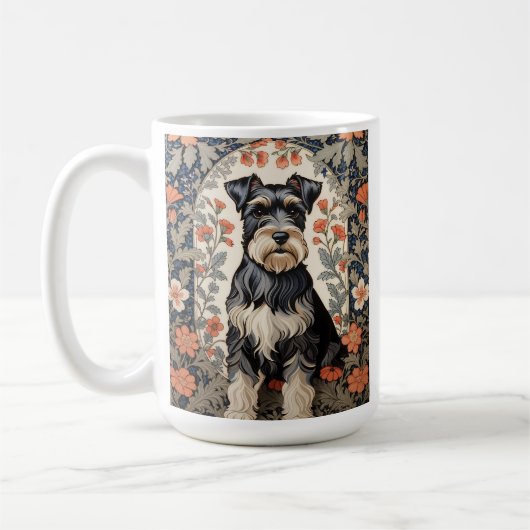 Elegant Schnauzer William Morris Inspired Floral Kaffeetasse (Links)