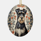Elegant Schnauzer William Morris Inspired Floral Keramik Ornament (Rechts)