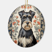 Elegant Schnauzer William Morris Inspired Floral Keramik Ornament (Links)