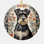 Elegant Schnauzer William Morris Inspired Floral Keramik Ornament (Hinten)