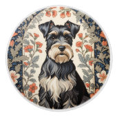 Elegant Schnauzer William Morris Inspired Floral Keramikknauf (Vorderseite)
