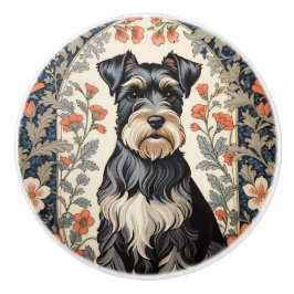 Elegant Schnauzer William Morris Inspired Floral Keramikknauf