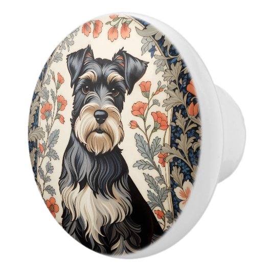 Elegant Schnauzer William Morris Inspired Floral Keramikknauf (Rechts)