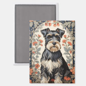 Elegant Schnauzer William Morris Inspired Floral Magnet (Vorderseite/Rückseite)