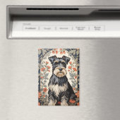 Elegant Schnauzer William Morris Inspired Floral Magnet (In Situ (Geschirrspüler))