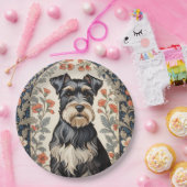 Elegant Schnauzer William Morris Inspired Floral Pappteller (Party)