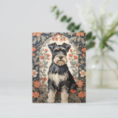 Elegant Schnauzer William Morris Inspired Floral Postkarte (Stehend Vorderseite)