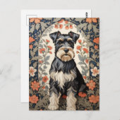 Elegant Schnauzer William Morris Inspired Floral Postkarte (Vorne/Hinten)