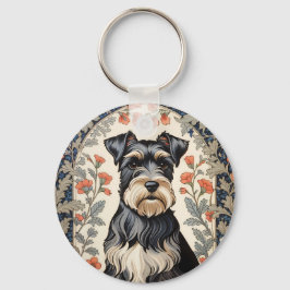 Elegant Schnauzer William Morris Inspired Floral Schlüsselanhänger
