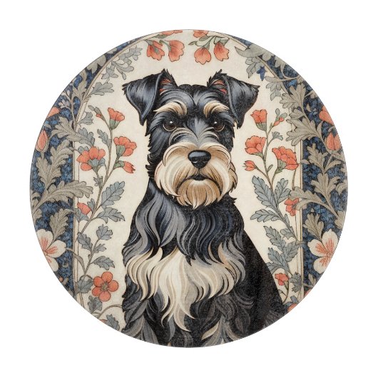 Elegant Schnauzer William Morris Inspired Floral Schneidebrett (Vorderseite)