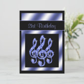 Elegant, schön blauer Treble Clefs 21. Geburtstag Einladung (Stehend Vorderseite)