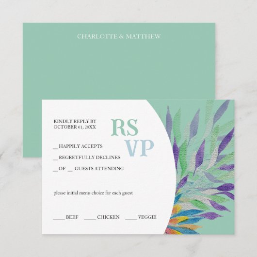 Elegant Schöne Lila Wasserfarbe RSVP Karte (Vorne/Hinten)