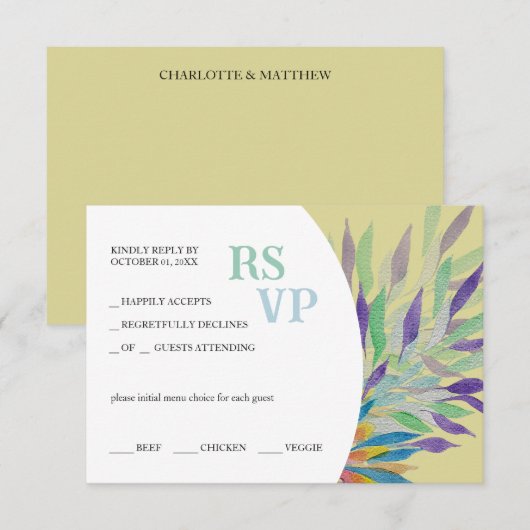 Elegant Schöne Lila Wasserfarbe RSVP Karte (Vorne/Hinten)