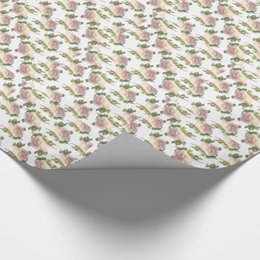 Elegant schöne, rot-weiße Elfenbeinrosen Geschenkpapier (Ecke)