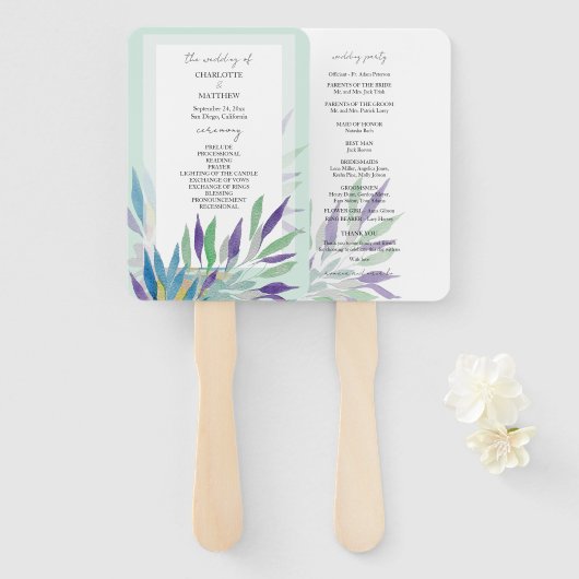 Elegant Schönes Lila Boho Wasserfarben Fächer (Vorne und Hinten)