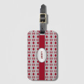 Elegant Schönes Silber und Burgund Gepäckanhänger (Vorderseite Vertikal)