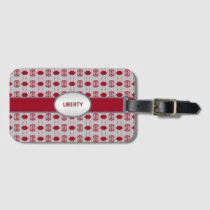 Elegant Schönes Silber und Burgund Gepäckanhänger