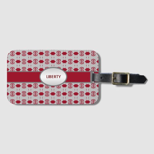 Elegant Schönes Silber und Burgund Gepäckanhänger (Vorderseite (Horizontal))