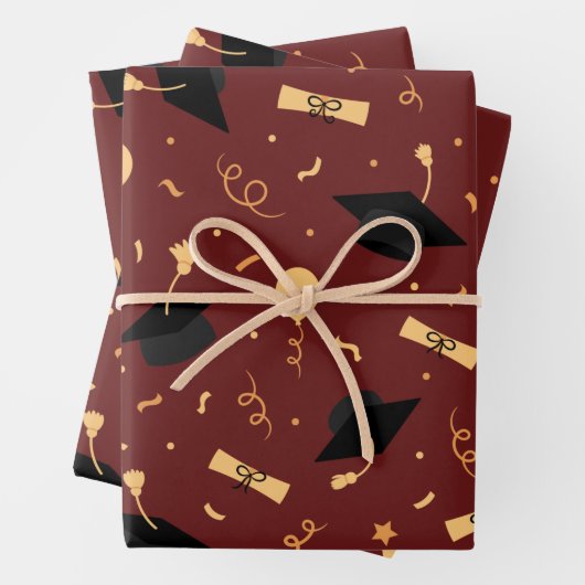 Elegant School Abschluss Thema Burgundy  Geschenkpapier Set (Beispiel)