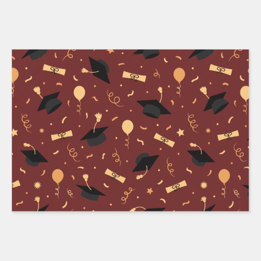 Elegant School Abschluss Thema Burgundy  Geschenkpapier Set (Vorderseite)