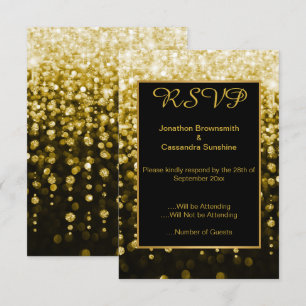 ELEGANT SCHWARZ GOLD DIAMANT WASSERFALL RSVP EINLADUNG