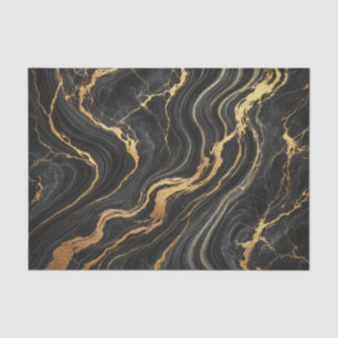 Elegant Schwarz & Gold Metallisch Marmor-Optik Gla Seidenpapier