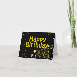 Elegant schwarz golden Happy Geburtstag personalis Karte