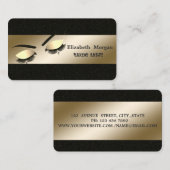Elegant, schwarz, goldene Lashes, Makeup-Künstler Visitenkarte (Vorne/Hinten)