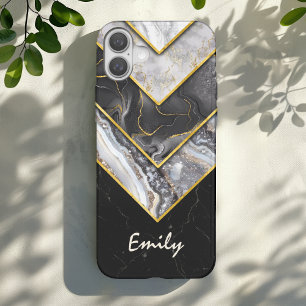 Elegant schwarz grau einzigartig geometrisch iPhone 16 hülle