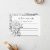 Elegant, schwarz, graufarben, floralfarben mitteilungskarte (Vorderseite/Rückseite Beispiel)