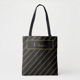 Elegant schwarz mit diagonal gepunkteten goldenen tasche