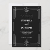 Elegant Schwarz | QR-Code All-in-One-Hochzeit Einladung (Vorderseite)