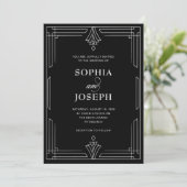 Elegant Schwarz | QR-Code All-in-One-Hochzeit Einladung (Stehend Vorderseite)
