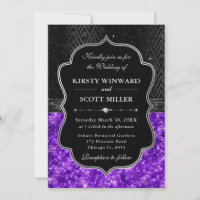 Elegant Schwarz Silber Lila Pailletten Glitter Hoc