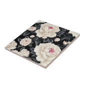 Elegant Schwarz und Elfenbeinflora Fliese (Seite)