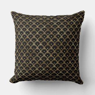 Elegant Schwarz und Gold 1920er Art Deco Vintage Kissen