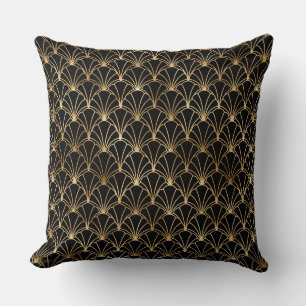 Elegant Schwarz und Gold 1920er Art Deco Vintage Kissen
