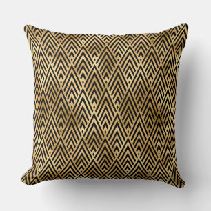 Elegant Schwarz und Gold 1920er Art Deco Vintage Kissen